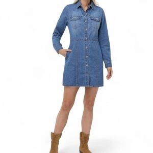 Frye Medium Wash Denim Long Sleeve Button Down Dress Xl